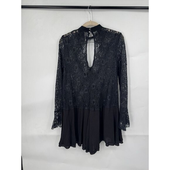 Free People Tell Tale Lace Dress Women XS Black Witchy Whimsigoth Emo Sheer - Picture 3 of 12